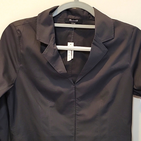 Madewell Poplin Hook-Front Closure Shrunken Shirt Black Coal Sz 2 NWT - Picture 7 of 10